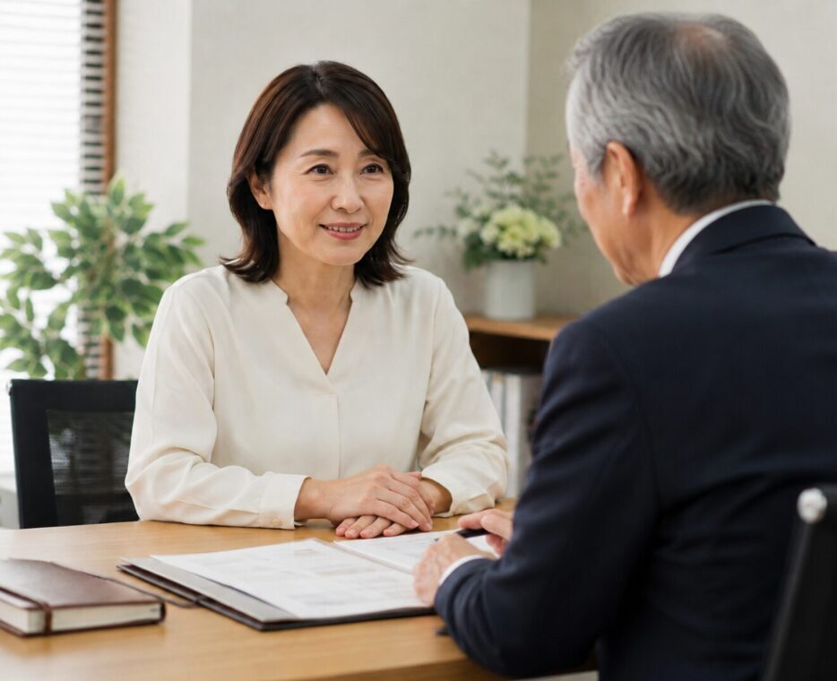 事務所で会社設立の相談を受ける専門家と依頼者