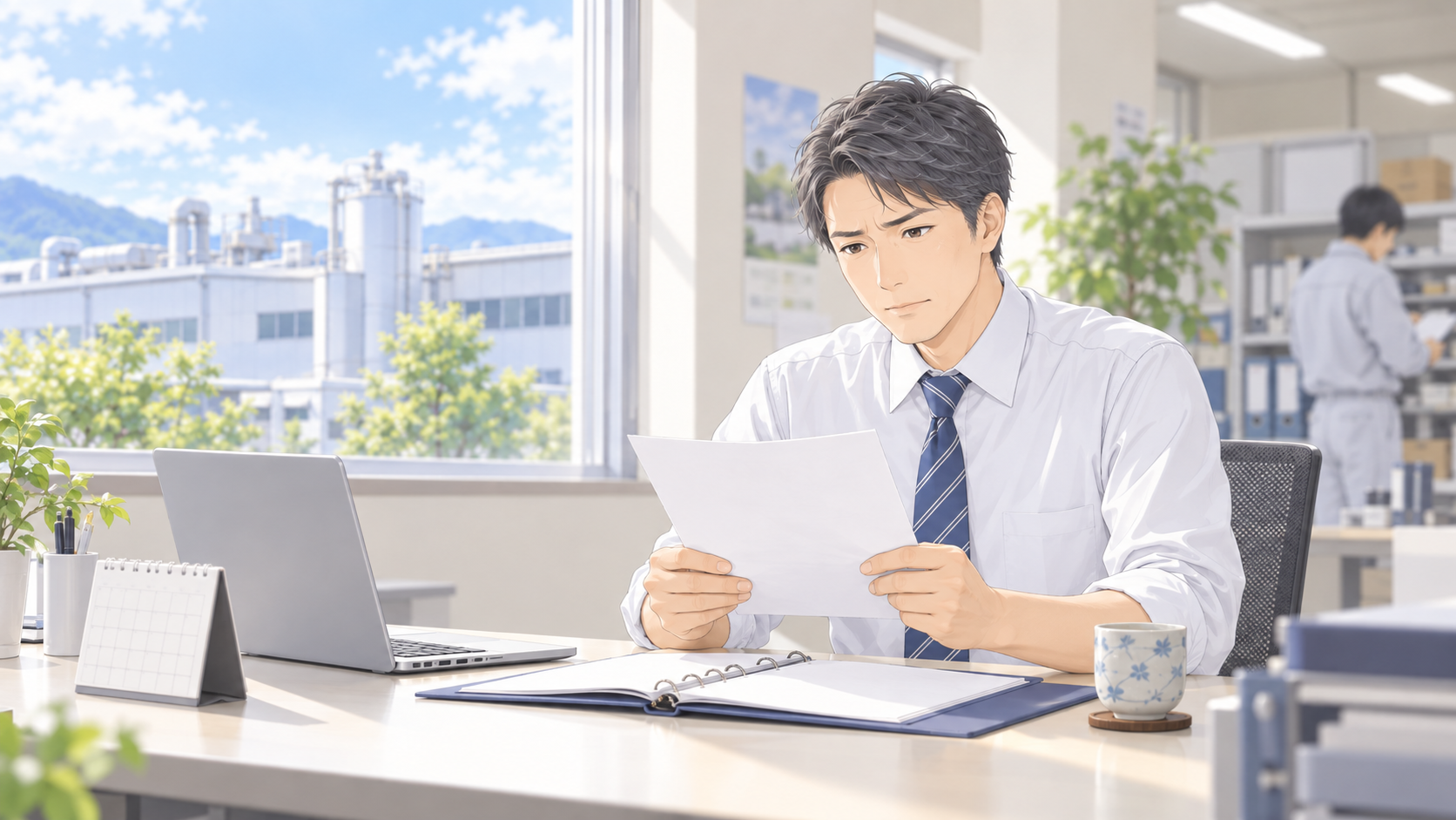 登録支援機関からの通知を読み、今後の支援をどうするか考える会社の担当者
